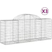 vidaXL Gabions avec arc surélevé 3 pcs. 200x50x80/100 cm Fer galvanisé