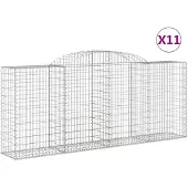 vidaXL Gabions avec arc surélevé 11 pcs 300x50x120/140cm Fer galvanisé