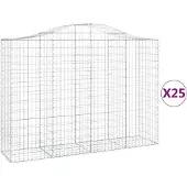 vidaXL Gabions avec arc surélevé 25pcs. 200x50x140/160cm Fer galvanisé