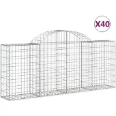 vidaXL Gabions avec arc surélevé 40 pcs. 200x30x80/100cm Fer galvanisé