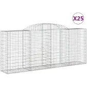 vidaXL Gabions avec arc surélevé 25 pcs 300x50x120/140cm Fer galvanisé