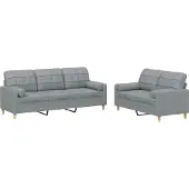 vidaXL Ensemble de canapés 2 pièces avec coussins Tissu gris clair