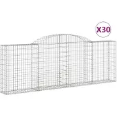 vidaXL Gabions avec arc surélevé 30 pcs 300x30x100/120cm Fer galvanisé