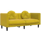 vidaXL Canapé avec coussin 2 places jaune velours