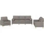 vidaXL Ensemble de canapés 3 pcs avec coussins taupe tissu