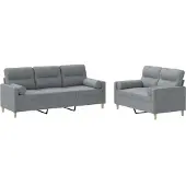vidaXL Ensemble de canapés 2 pièces avec coussins Tissu gris clair