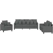 vidaXL Ensemble de canapés 3 pièces avec coussins Tissu gris foncé