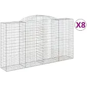 vidaXL Paniers à gabions arqués 8 pcs 300x50x160/180 cm fer galvanisé