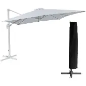 Happy Garden Parasol déporté MOLOKAI rectangulaire 3x4m blanc + housse