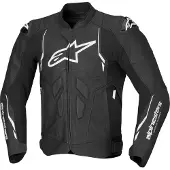 Alpinestars Dusk, veste en cuir ,Noir/Blanc ,56