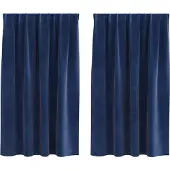 vidaXL Rideaux avec des rideaux 2 pcs Bleu foncé 140 x 140 cm Velours