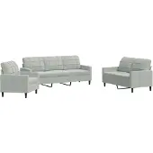 vidaXL Ensemble de canapés 3 pièces avec coussins gris clair velours