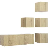 vidaXL Ensemble d'armoires TV 5 pièces en bois composite chêne Sonoma