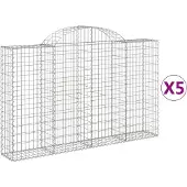 vidaXL Gabions avec arc surélevé 5 pcs. 200x30x120/140cm Fer galvanisé