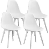 En.casa 4x Chaise design Blanc Salle à manger Chaise plastique Set scandinave []