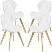 En.casa Chaise de salle à manger 'Älmhult' set de 4 pièces 78x47x52 cm similicuir blanc