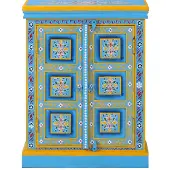 vidaXL Buffet en bois massif de mangue turquoise peint à la main