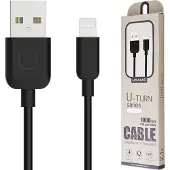 Usams U-Turn Lightning Cable 1M Black/Black 2A Ipusbxd01 (Us-Sj097)
