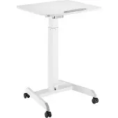 Macleans Table d'ordinateur portable réglable en hauteur avec roulettes Bureau assis-debout - Vérin à gaz réglable en hauteur jusqu'à 113 cm maxi - Inclinable à 30 degrés - Charge maxi 8 kg
