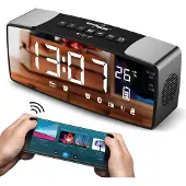 Greenblue Multifonction radio-réveil Bluetooth haut-parleur radio-réveil écran miroir AUX SD FM 2200mAh