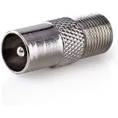 Nedis adaptateur satellite et antenne | IEC (Coax) mâle | F femelle | Nickelé | 75 Ohm | Droit | Métal | Argent | 10 pièces | Sac plastique NE550687712