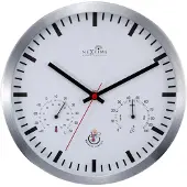 Nextime - 90513WI - Horloge Murale avec station météo - 25cm - argent - radio