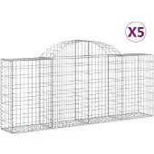 vidaXL Gabions avec arc surélevé 5 pcs. 200x30x80/100 cm Fer galvanisé