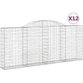 vidaXL Gabions avec arc surélevé 12 pcs 300x30x120/140cm Fer galvanisé