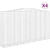vidaXL Gabions avec arc surélevé 4 pcs. 400x50x220/240cm Fer galvanisé