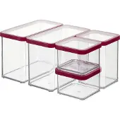 Rotho set de 5 boîtes à provisions avec couvercle Loft - récipients alimentaires avec joint d'étanchéité en silicone - boîtes de conservation de différentes tailles - récipients de stockage