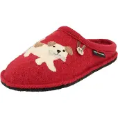 Haflinger Pantoufle femme feutre chien Flair Fido 313105, Taille:40 EU, Couleur:Rouge