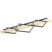 Eglo Plafonnier LED Boyal, plafonnier à 3 ampoules, lampe de salon en bois clair et métal noir, plafonnier, blanc chaud, 101 cm
