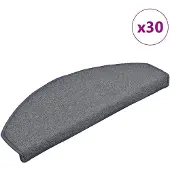vidaXL Tapis d'escalier 30 pièces 65 x 24 x 4 cm Gris clair et bleu Demi-rond Grand