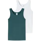 Schiesser Maillot de corps émeraude / blanc