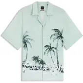 BOSS pour homme. 50559632 Chemise à coupe régulière avec imprimé turquoise (S), Casuel, Viscose, Manche courte