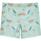 Playshoes Shorts de bain azur / marron / menthe / blanc cassé