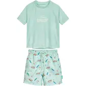 Playshoes Protection UV 'Surf-Bus' écru / bleu cyan / menthe / rouge rouille