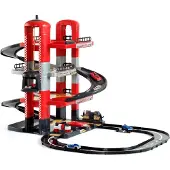 MOLTO 4 Floors With Tracks And 2 Metal Cars Garage Rouge Enfants