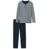 Schiesser Pyjama long ' Selected Premium ' bleu foncé / gris chiné