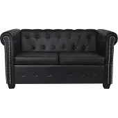 vidaXL Canapé Chesterfield à 2 places et à 3 places noir
