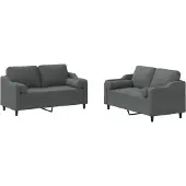 vidaXL Ensemble de canapés 2 pièces avec coussins Tissu gris foncé