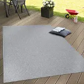 Paco Home Tapis d'extérieur résistant aux intempéries Jardin & terrasse tissé à plat Uni aspect sisal robuste Taille 80x150 cm
