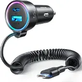 JOYROOM Chargeur de voiture Jr-Cl07, 3W1, 1Xusb 1Xusb-C + Câble Usb-C 55W (Noir)
