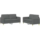 vidaXL Ensemble de canapés 2 pièces avec coussins Tissu gris foncé