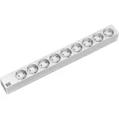 Bachmann Multiprise 19" en aluminium, 1U, 9 prises à 35°, gris, 2,0 m, sans interrupteur