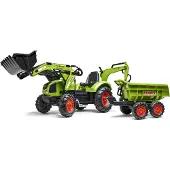 Falk Tracteur à pédales Claas Axos 330 avec pelleteuse et remorque – 3 à 7 ans