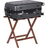 Relaxdays Porte-bagages , pliable, bambou haut de gamme, H x l x P : 52 x 58 x 37,5 cm, sangles, porte-bagages d'hôtel, marron