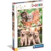 Clementoni Puzzle CLE 2x60 SuperKolor Frères en fourrure 24820