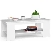 Akord Table basse Kami en laminé blanc avec étagère 120 cm - Style et fonctionnalité