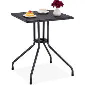 Relaxdays Table de jardin aspect rotin, carrée, dimensions : 75 x 61 x 61 cm, table de balcon, plastique, métal, table d'extérieur, noire